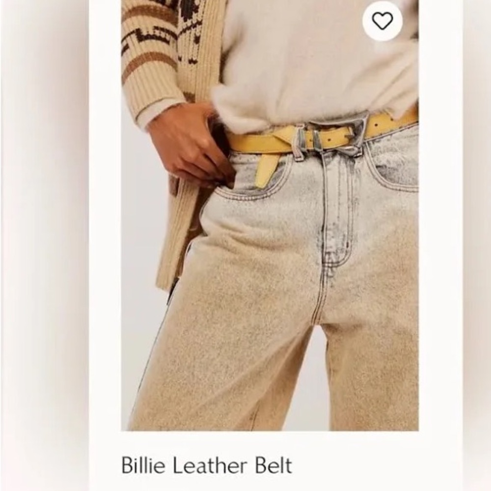 Free People Billie Leather Belt/Yellow/Xs/S